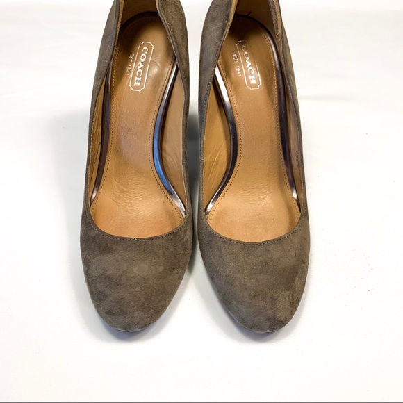 COACH Ophelia 7 B Suede Croc Embossed Heels - Picture 4 of 8